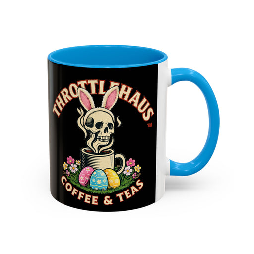 Coffee Mug — Throttlehaus Skull with Bunny Ears & Easter Eggs