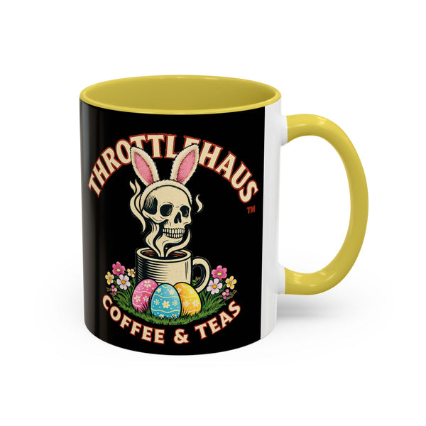 Coffee Mug — Throttlehaus Skull with Bunny Ears & Easter Eggs