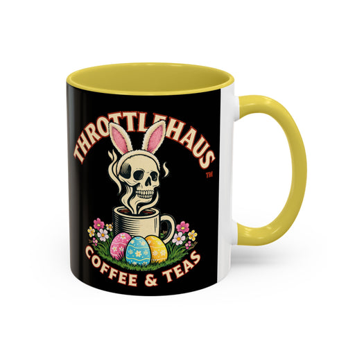 Coffee Mug — Throttlehaus Skull with Bunny Ears & Easter Eggs