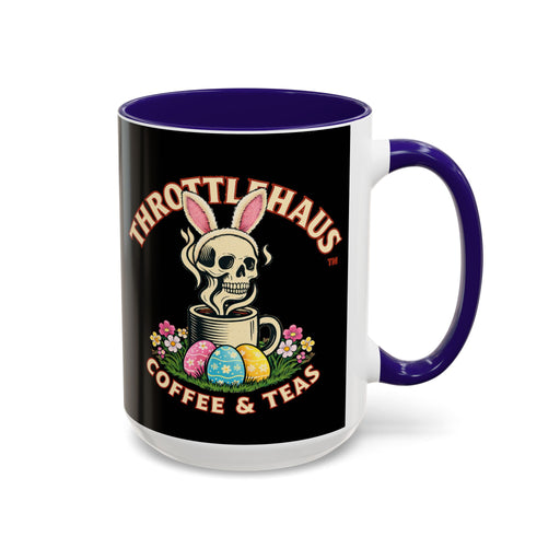 Coffee Mug — Throttlehaus Skull with Bunny Ears & Easter Eggs