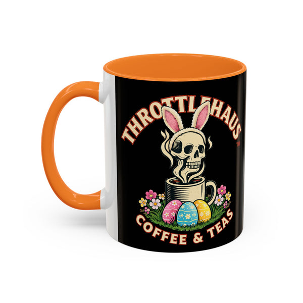 Coffee Mug — Throttlehaus Skull with Bunny Ears & Easter Eggs