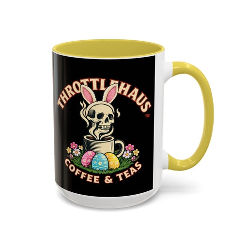 Coffee Mug — Throttlehaus Skull with Bunny Ears & Easter Eggs