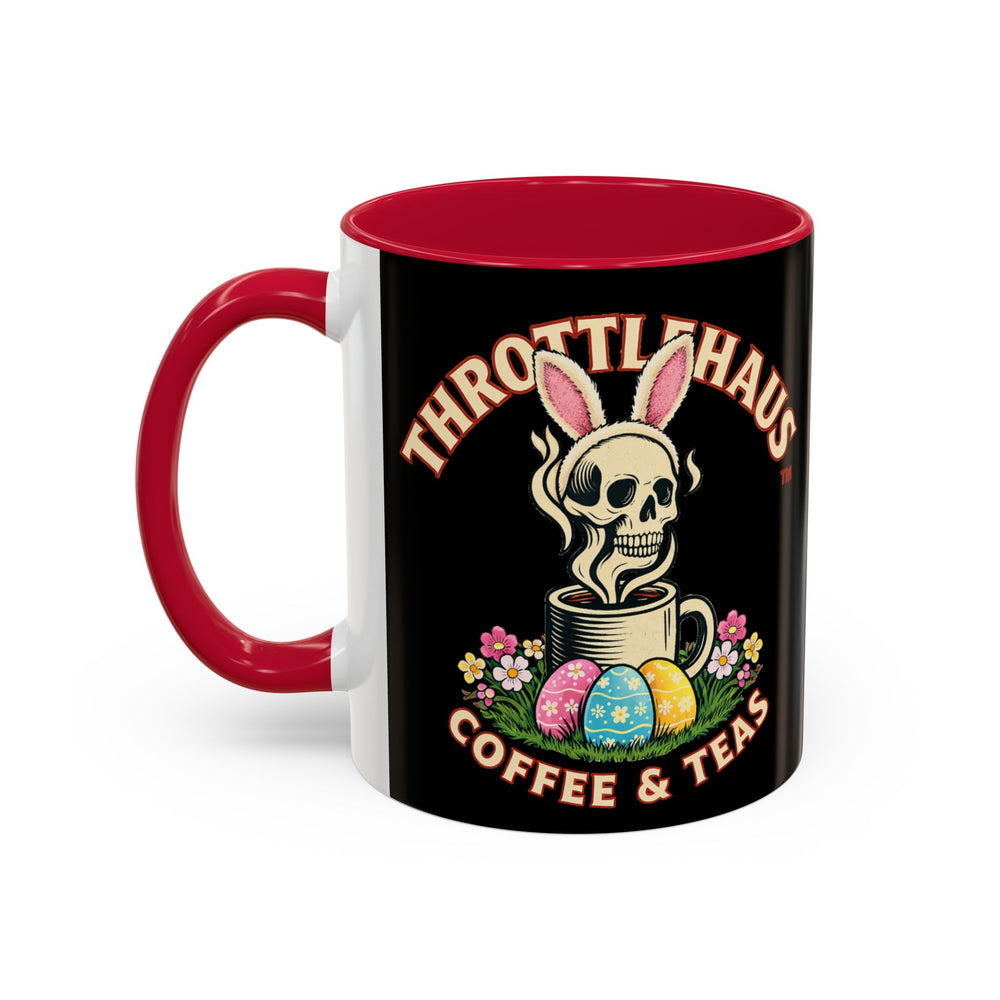 Coffee Mug — Throttlehaus Skull with Bunny Ears & Easter Eggs