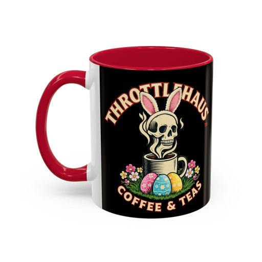 Coffee Mug — Throttlehaus Skull with Bunny Ears & Easter Eggs