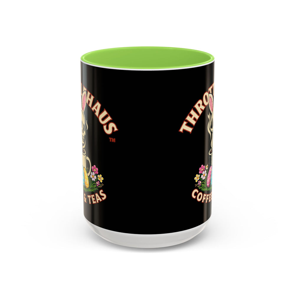 Coffee Mug — Throttlehaus Skull with Bunny Ears & Easter Eggs
