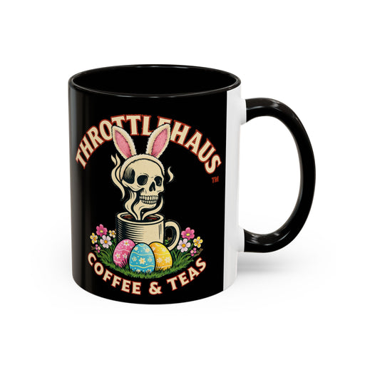 Coffee Mug — Throttlehaus Skull with Bunny Ears & Easter Eggs