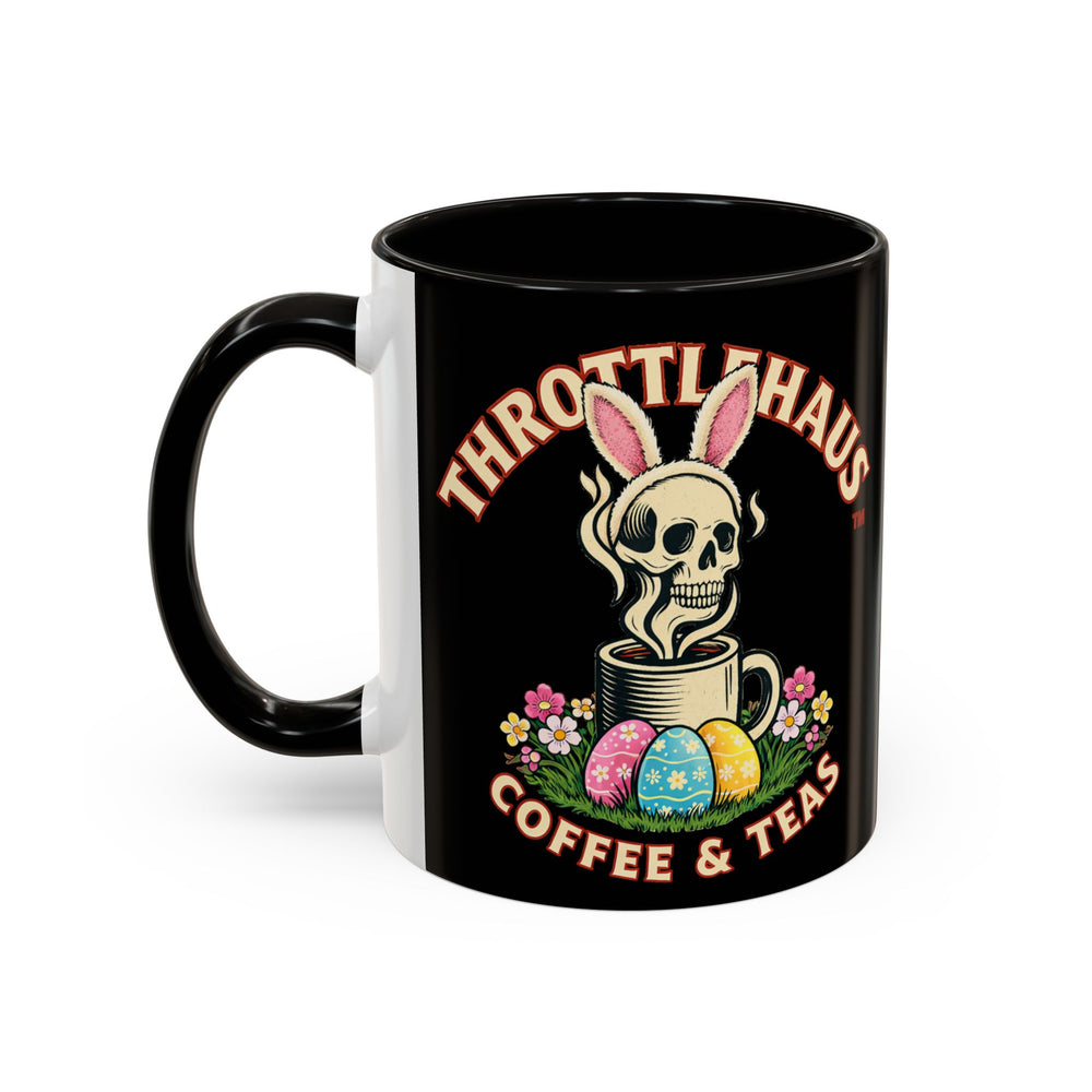 Coffee Mug — Throttlehaus Skull with Bunny Ears & Easter Eggs