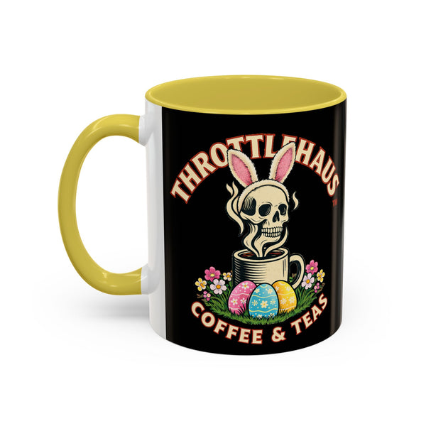 Coffee Mug — Throttlehaus Skull with Bunny Ears & Easter Eggs