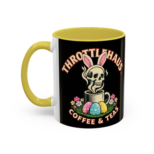 Coffee Mug — Throttlehaus Skull with Bunny Ears & Easter Eggs