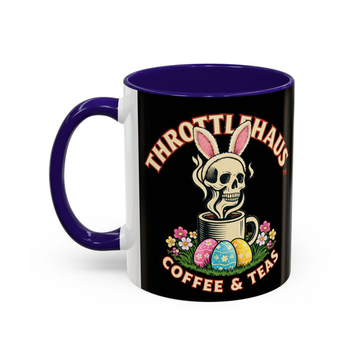 Coffee Mug — Throttlehaus Skull with Bunny Ears & Easter Eggs