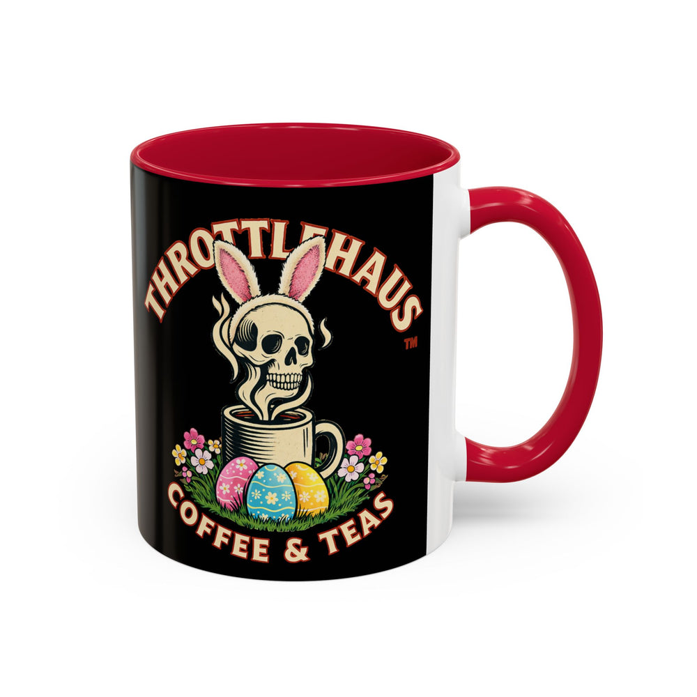 Coffee Mug — Throttlehaus Skull with Bunny Ears & Easter Eggs