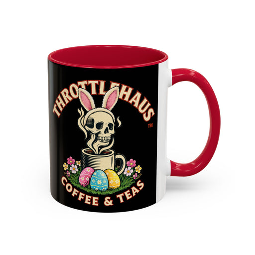 Coffee Mug — Throttlehaus Skull with Bunny Ears & Easter Eggs