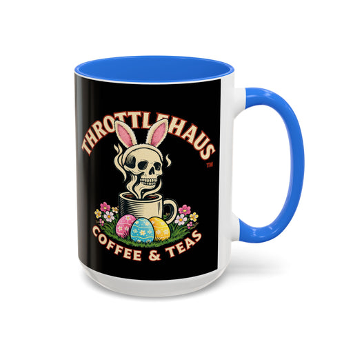 Coffee Mug — Throttlehaus Skull with Bunny Ears & Easter Eggs
