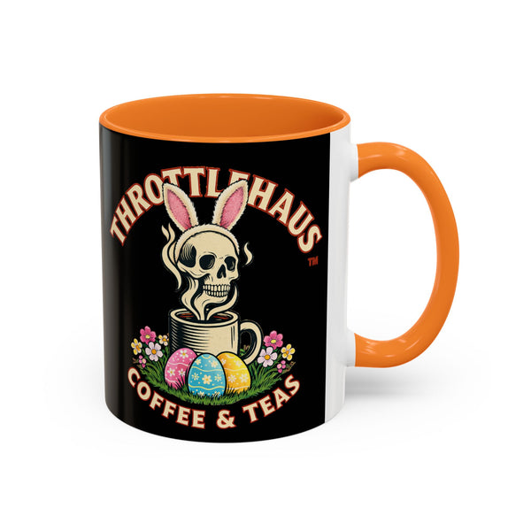 Coffee Mug — Throttlehaus Skull with Bunny Ears & Easter Eggs