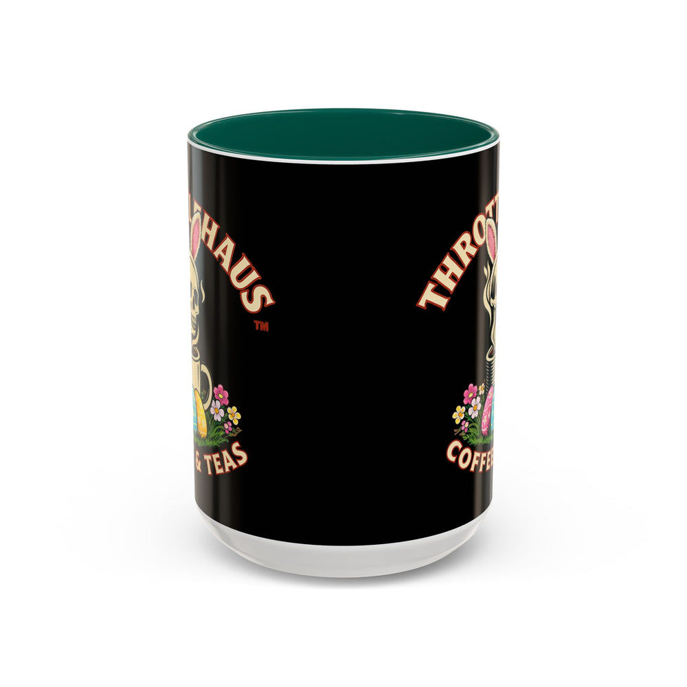 Coffee Mug — Throttlehaus Skull with Bunny Ears & Easter Eggs