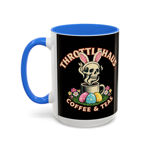 Coffee Mug — Throttlehaus Skull with Bunny Ears & Easter Eggs