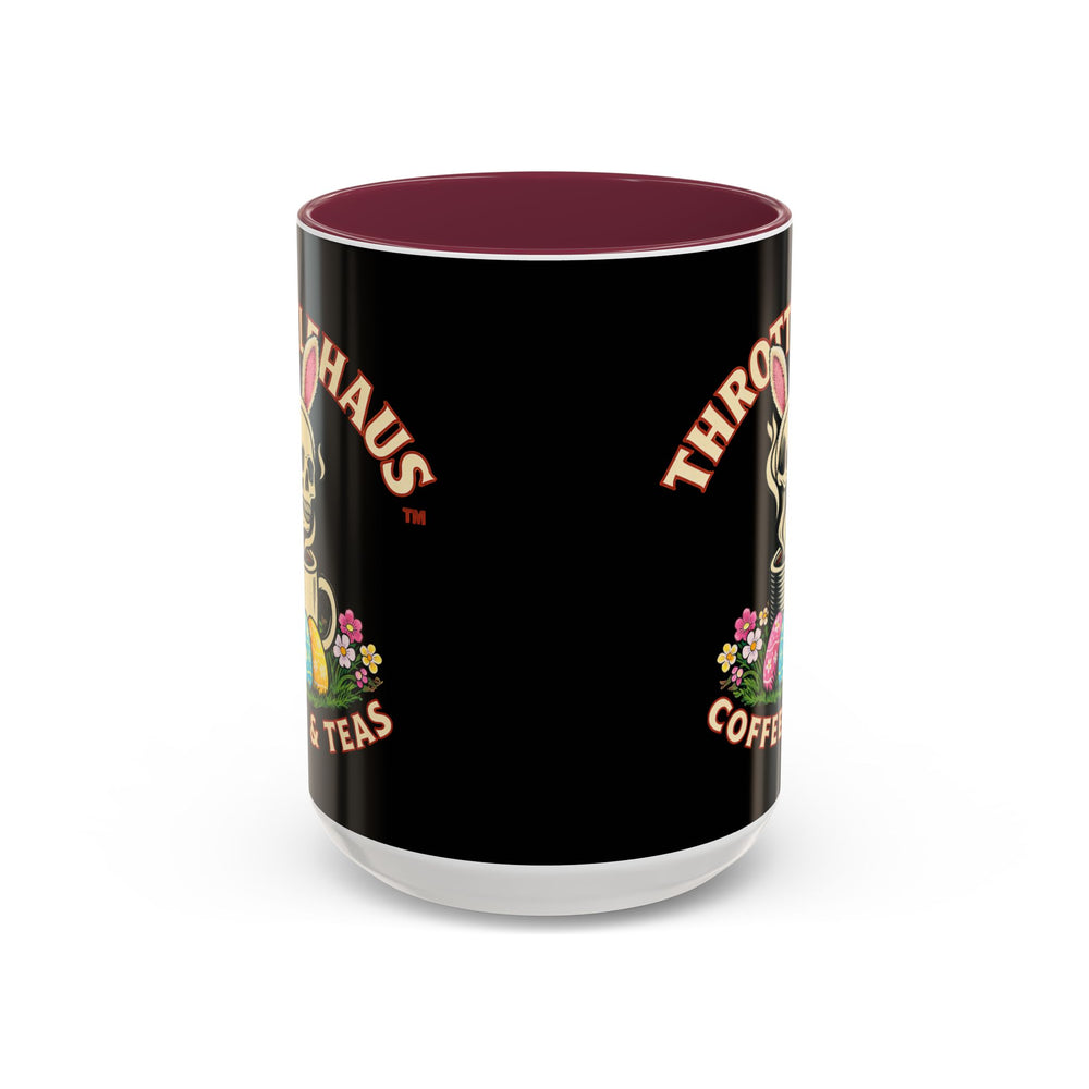 Coffee Mug — Throttlehaus Skull with Bunny Ears & Easter Eggs