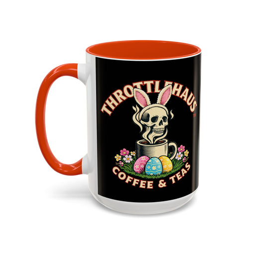 Coffee Mug — Throttlehaus Skull with Bunny Ears & Easter Eggs