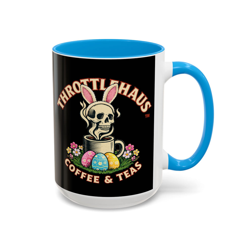 Coffee Mug — Throttlehaus Skull with Bunny Ears & Easter Eggs