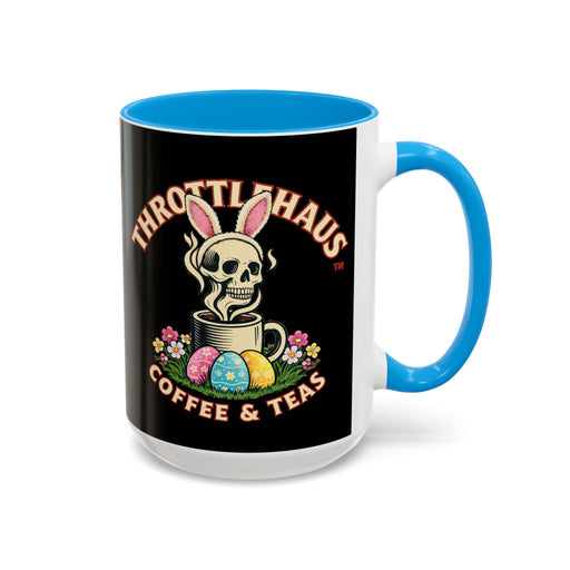 Coffee Mug — Throttlehaus Skull with Bunny Ears & Easter Eggs