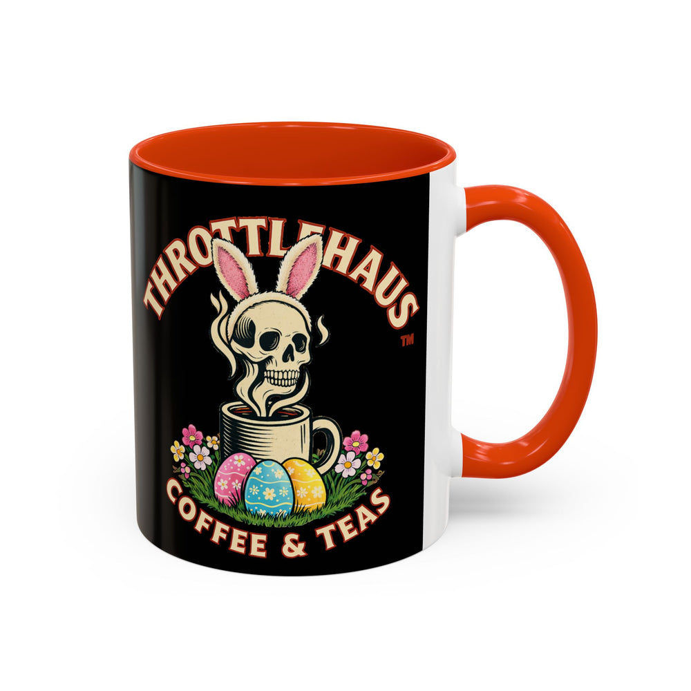 Coffee Mug — Throttlehaus Skull with Bunny Ears & Easter Eggs