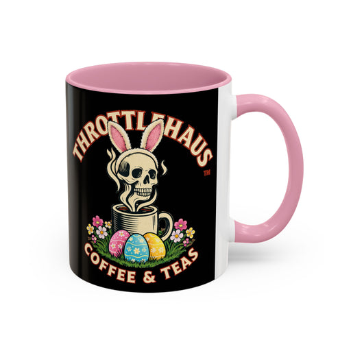 Coffee Mug — Throttlehaus Skull with Bunny Ears & Easter Eggs