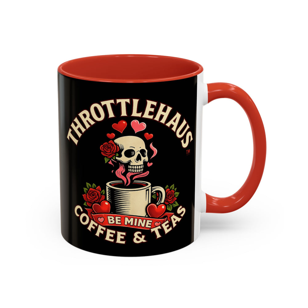Coffee Mug — "Throttlehaus Coffee & Teas: Be Mine" Skull Valentine Accent Mug