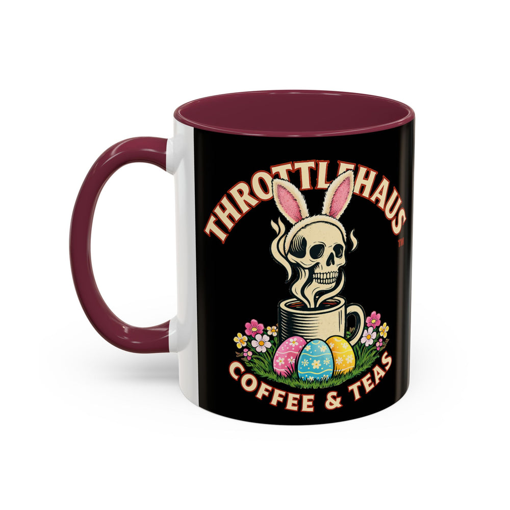 Coffee Mug — Throttlehaus Skull with Bunny Ears & Easter Eggs