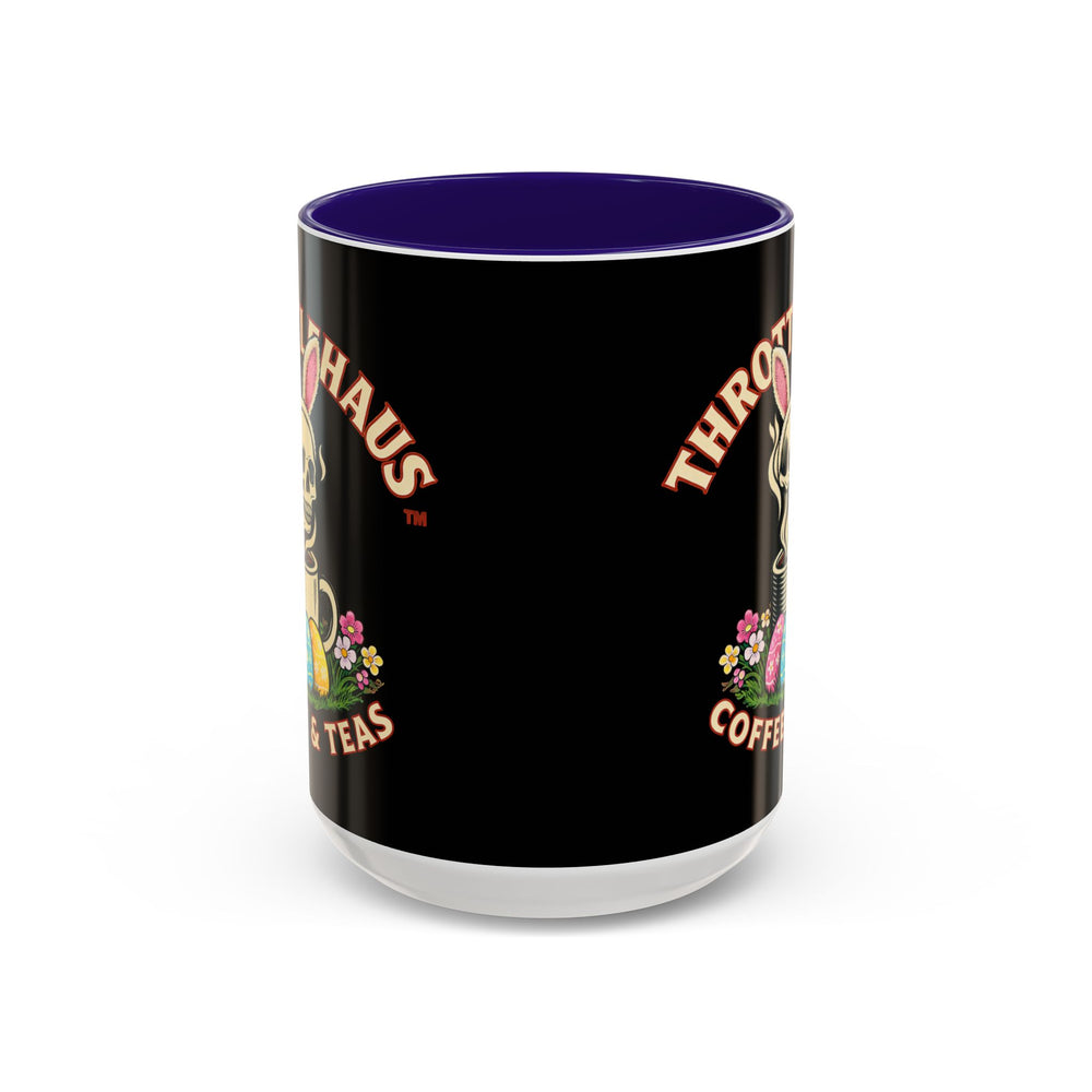Coffee Mug — Throttlehaus Skull with Bunny Ears & Easter Eggs