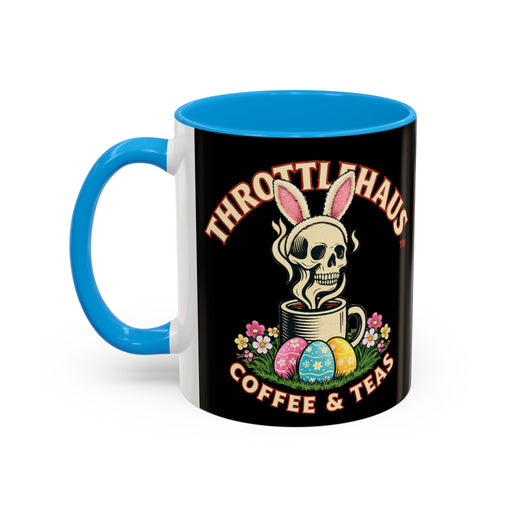 Coffee Mug — Throttlehaus Skull with Bunny Ears & Easter Eggs