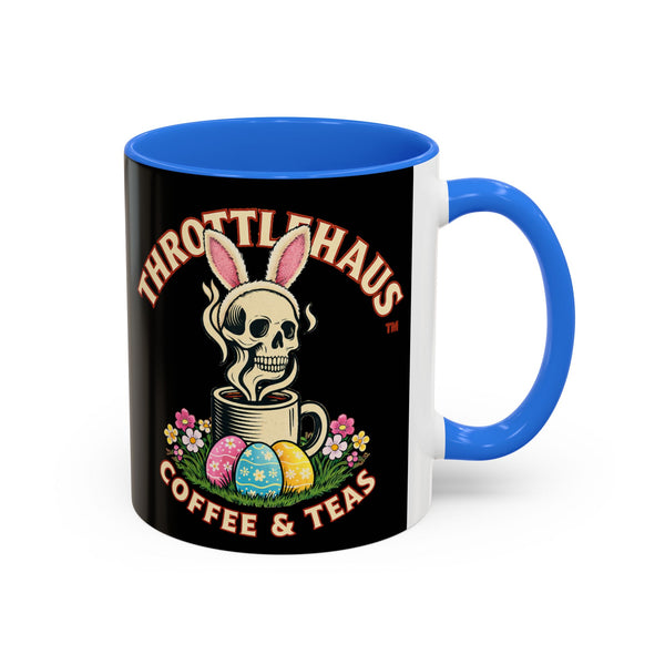 Coffee Mug — Throttlehaus Skull with Bunny Ears & Easter Eggs