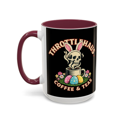 Coffee Mug — Throttlehaus Skull with Bunny Ears & Easter Eggs