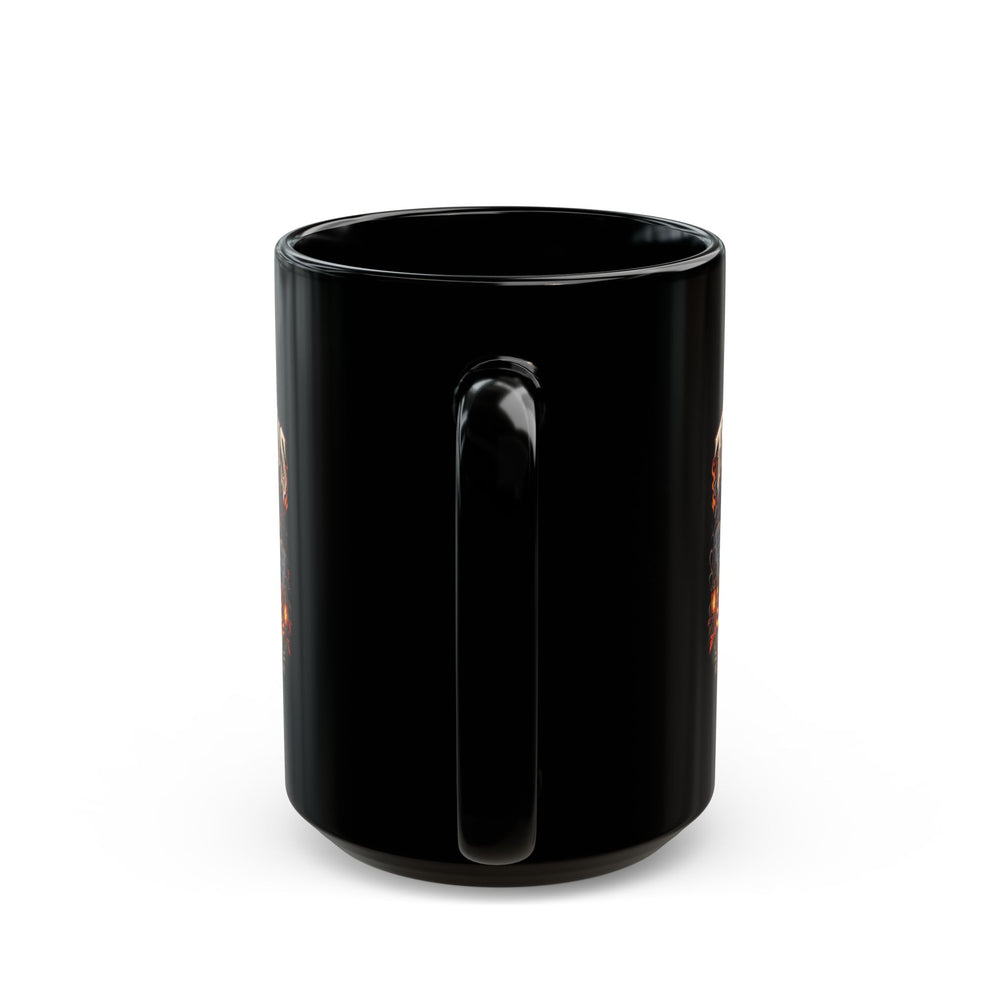 Halloween Throttlehaus Coffee Mug — Spooky Skull & Pumpkins Black Ceramic (11oz & 15oz)