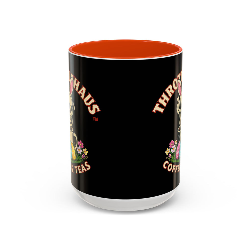 Coffee Mug — Throttlehaus Skull with Bunny Ears & Easter Eggs