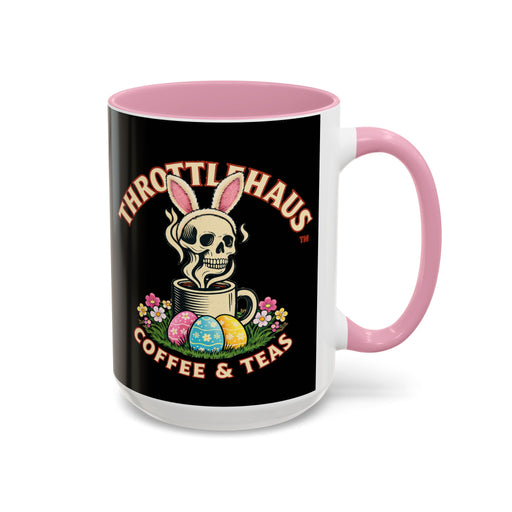 Coffee Mug — Throttlehaus Skull with Bunny Ears & Easter Eggs