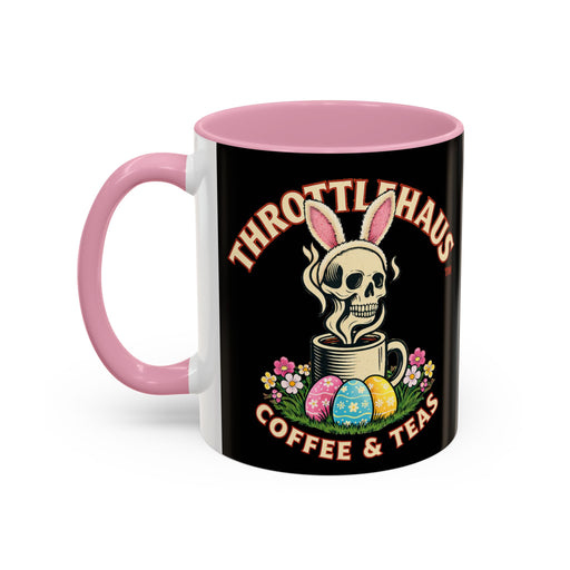 Coffee Mug — Throttlehaus Skull with Bunny Ears & Easter Eggs