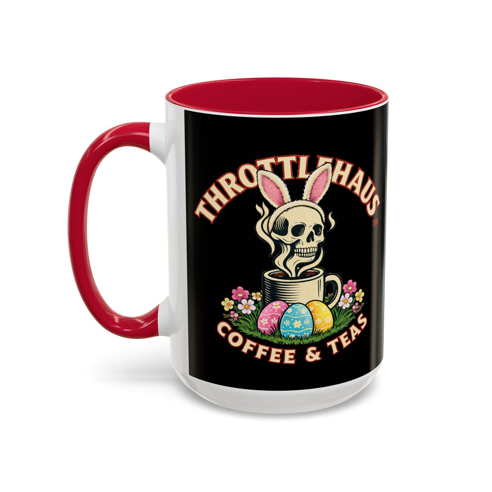 Coffee Mug — Throttlehaus Skull with Bunny Ears & Easter Eggs