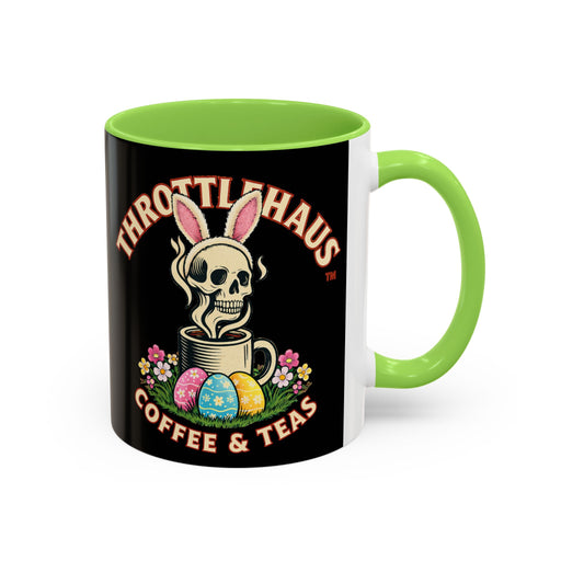 Coffee Mug — Throttlehaus Skull with Bunny Ears & Easter Eggs