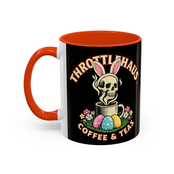 Coffee Mug — Throttlehaus Skull with Bunny Ears & Easter Eggs