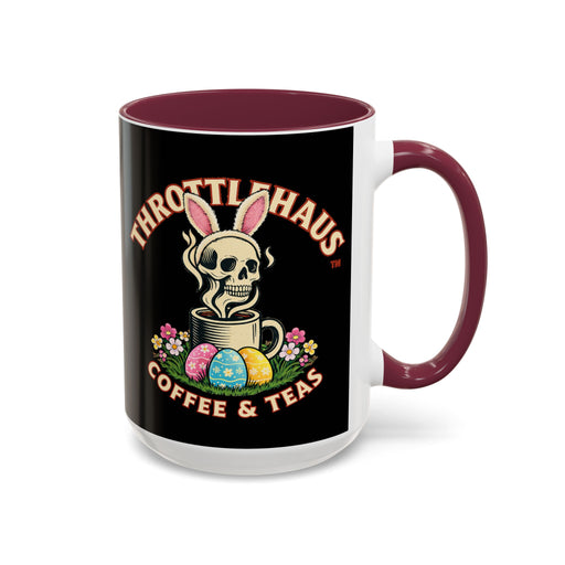 Coffee Mug — Throttlehaus Skull with Bunny Ears & Easter Eggs
