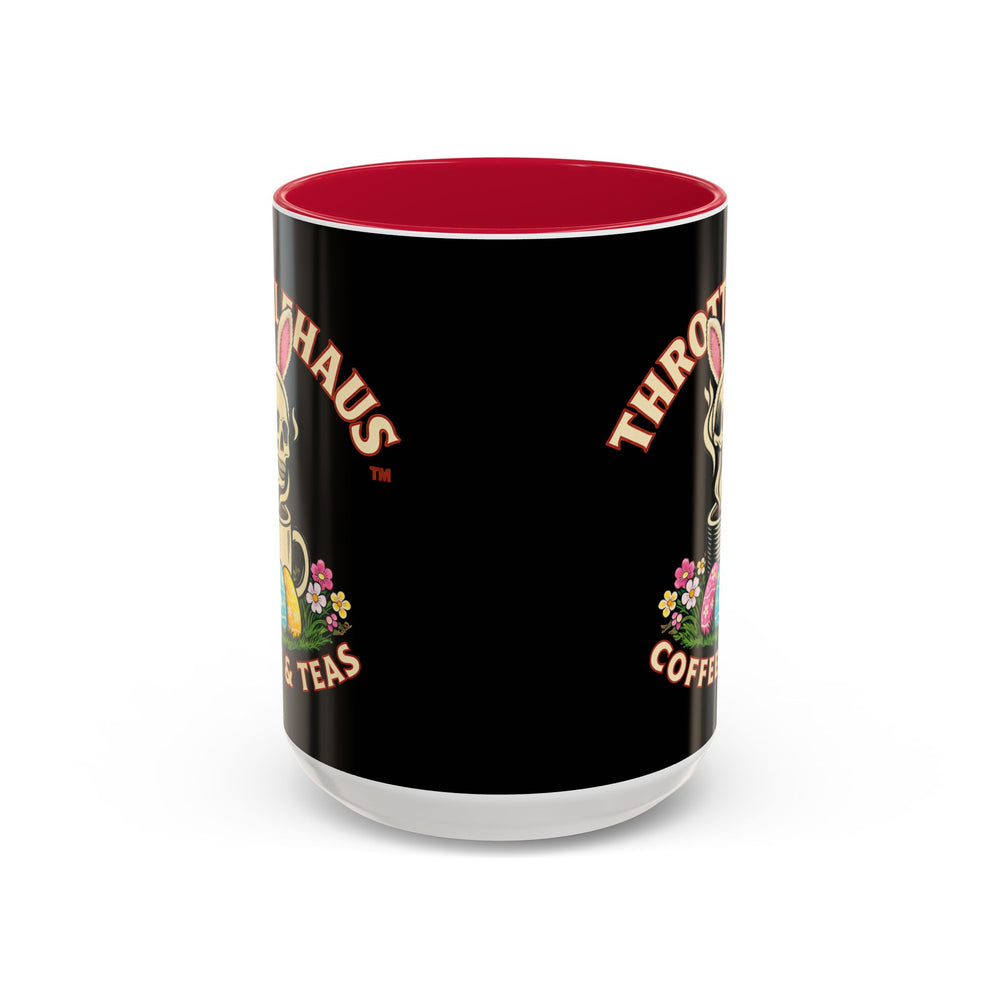 Coffee Mug — Throttlehaus Skull with Bunny Ears & Easter Eggs