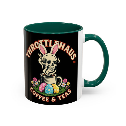 Coffee Mug — Throttlehaus Skull with Bunny Ears & Easter Eggs