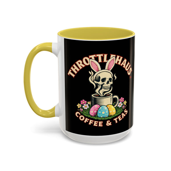 Coffee Mug — Throttlehaus Skull with Bunny Ears & Easter Eggs