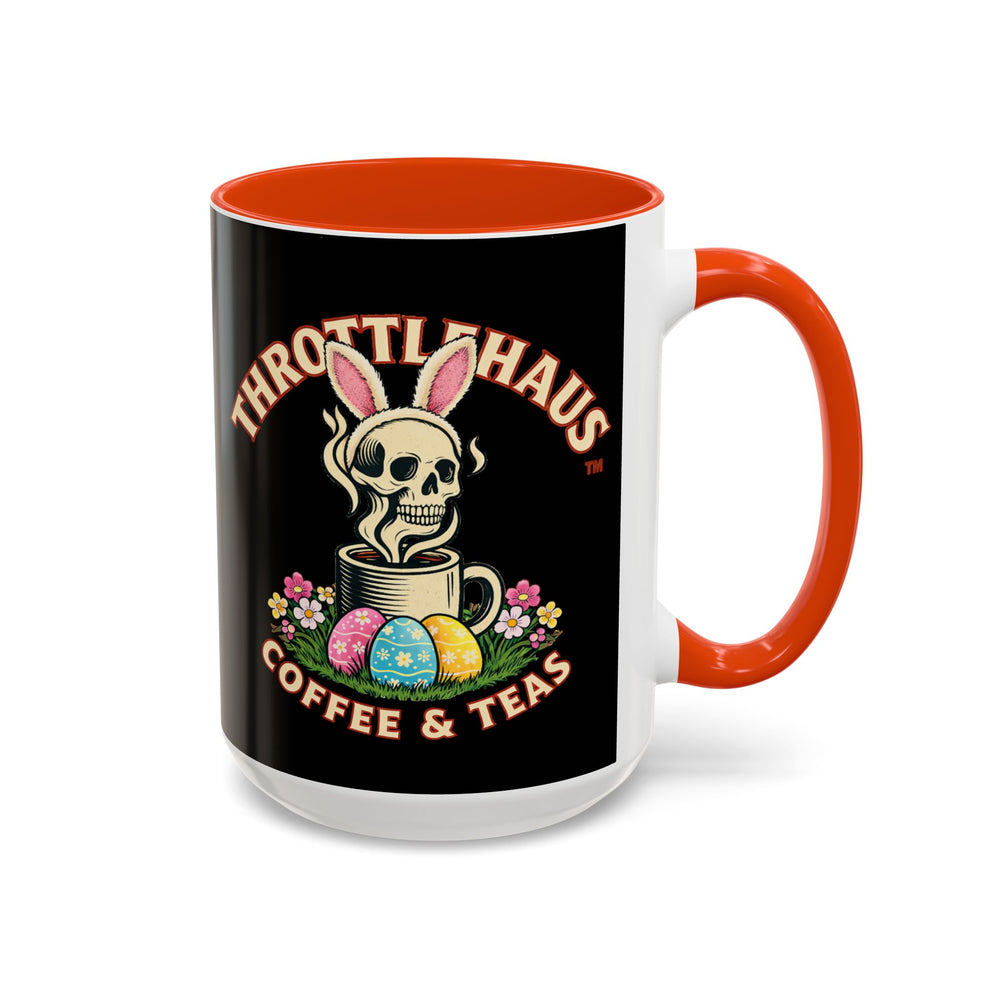 Coffee Mug — Throttlehaus Skull with Bunny Ears & Easter Eggs