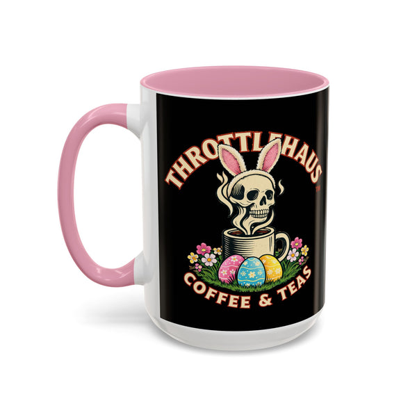 Coffee Mug — Throttlehaus Skull with Bunny Ears & Easter Eggs
