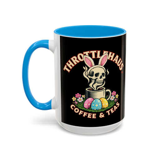 Coffee Mug — Throttlehaus Skull with Bunny Ears & Easter Eggs
