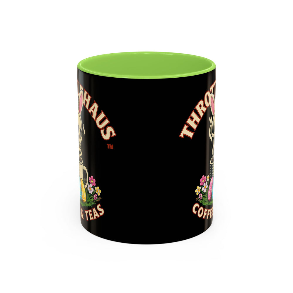 Coffee Mug — Throttlehaus Skull with Bunny Ears & Easter Eggs