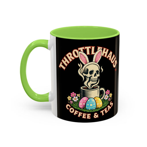 Coffee Mug — Throttlehaus Skull with Bunny Ears & Easter Eggs