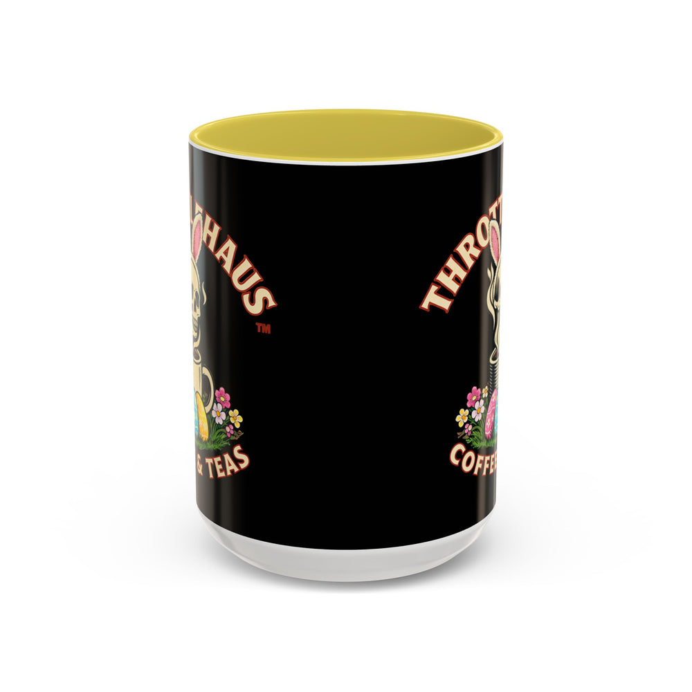 Coffee Mug — Throttlehaus Skull with Bunny Ears & Easter Eggs