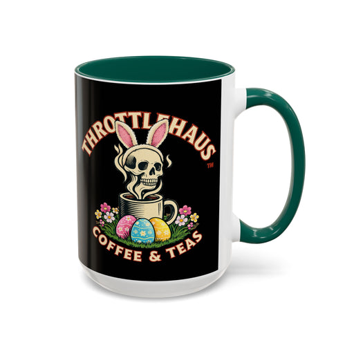 Coffee Mug — Throttlehaus Skull with Bunny Ears & Easter Eggs